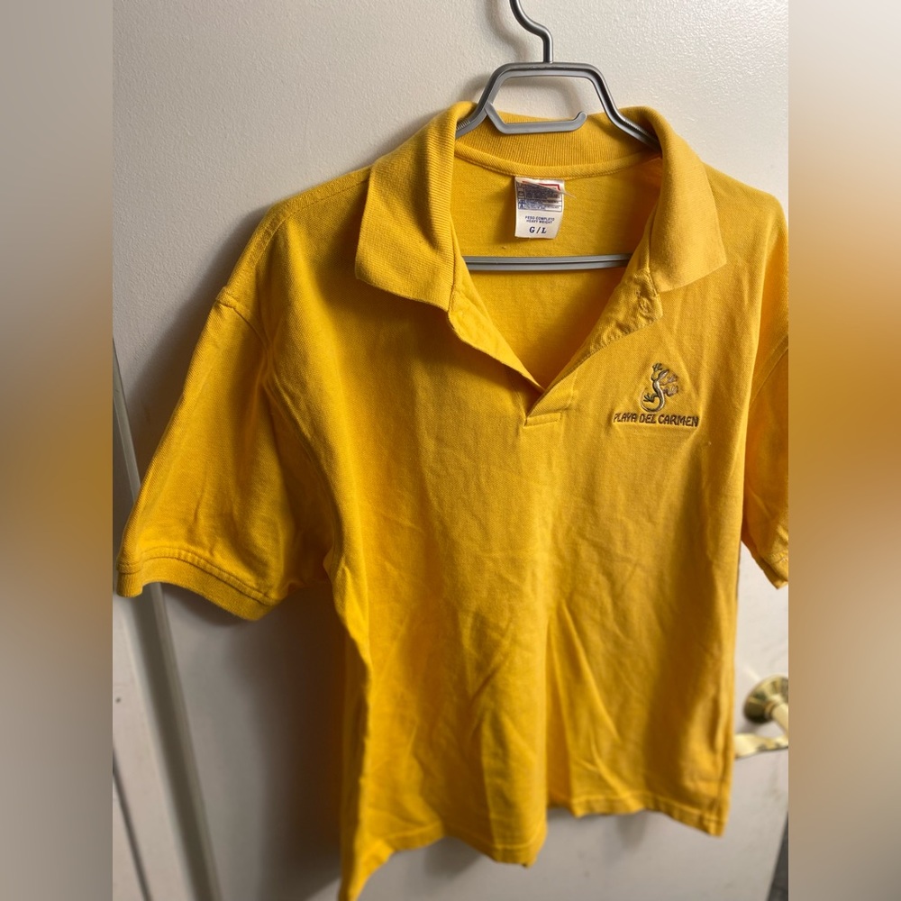 Playa Del Carmen Souvenir - Yellow Shirt with Embroidered Logo
